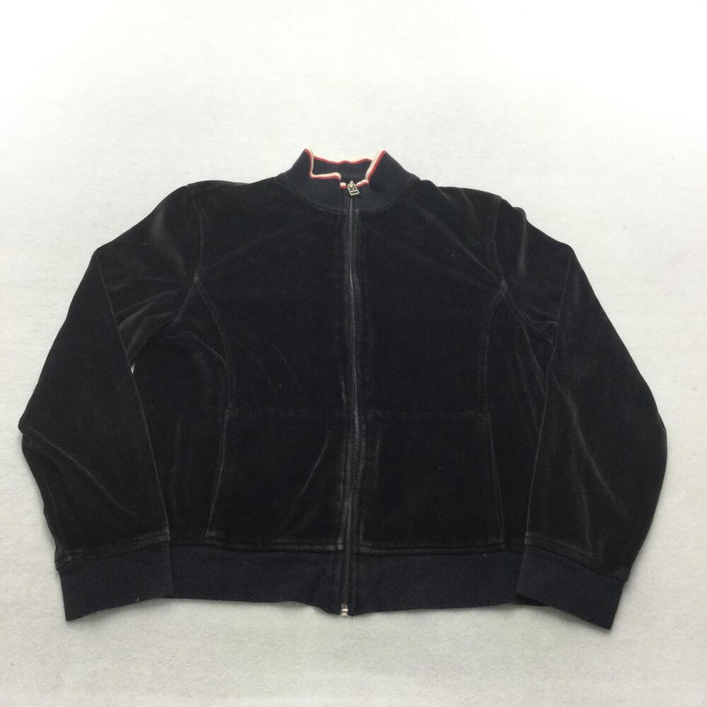 Charter Club Jacket Womens PS Black Velour Full Zip Petite Lined Mockneck